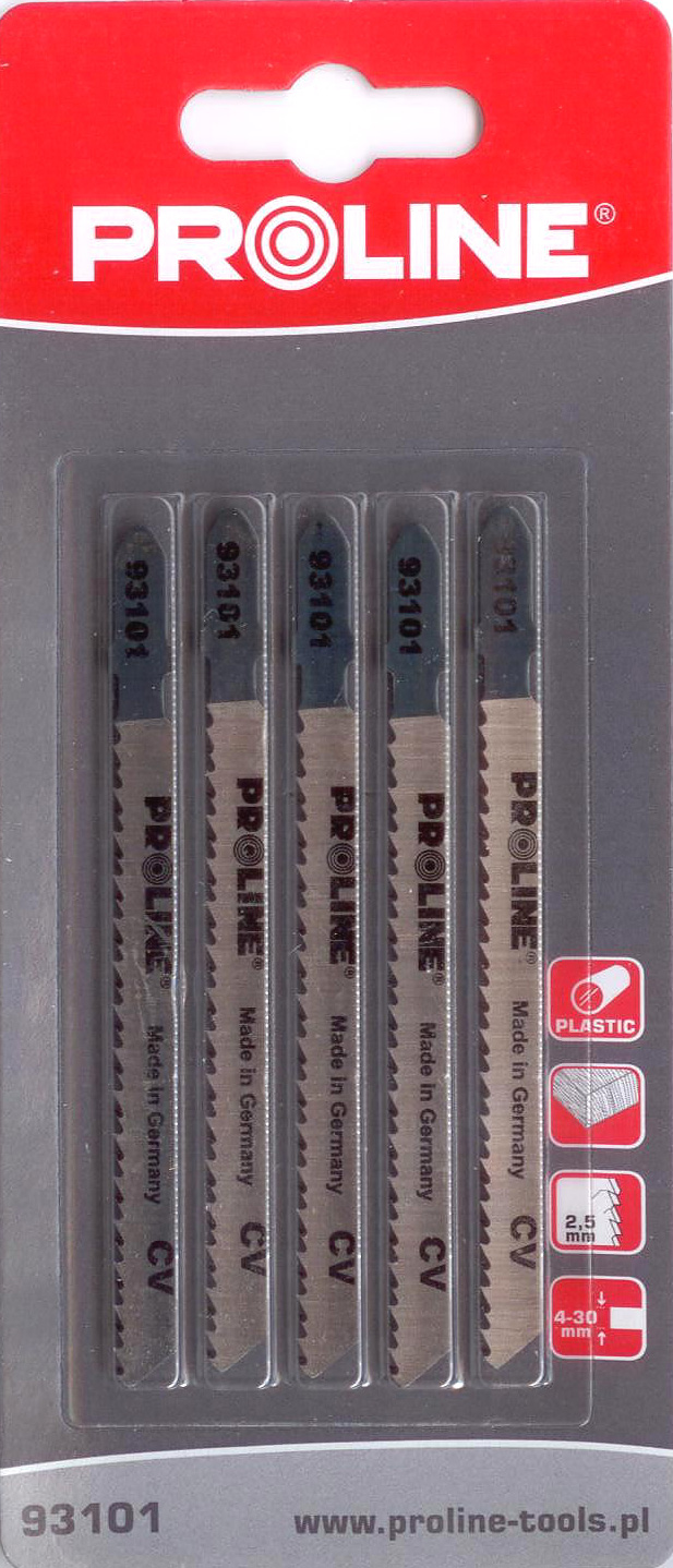 Pro-Line pilové listy do přímočaré pily na dřevo 110x2,5 mm typ T(A) 5 ks 93101L