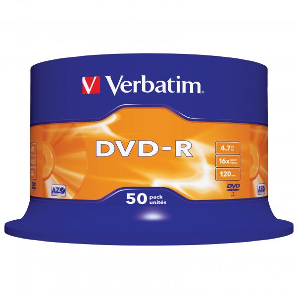 VERBATIM DVD-R(50-Pack)Spindl/MattSlvr/16x/4.7GB