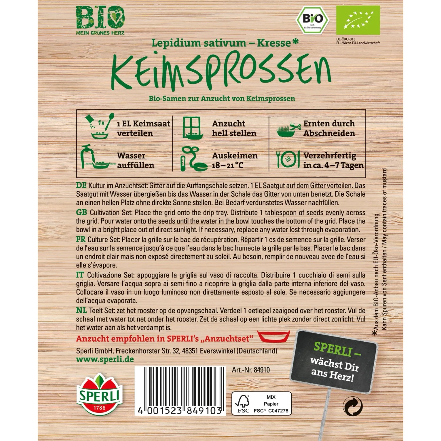 Sperli Bio klíčky  Řeřicha