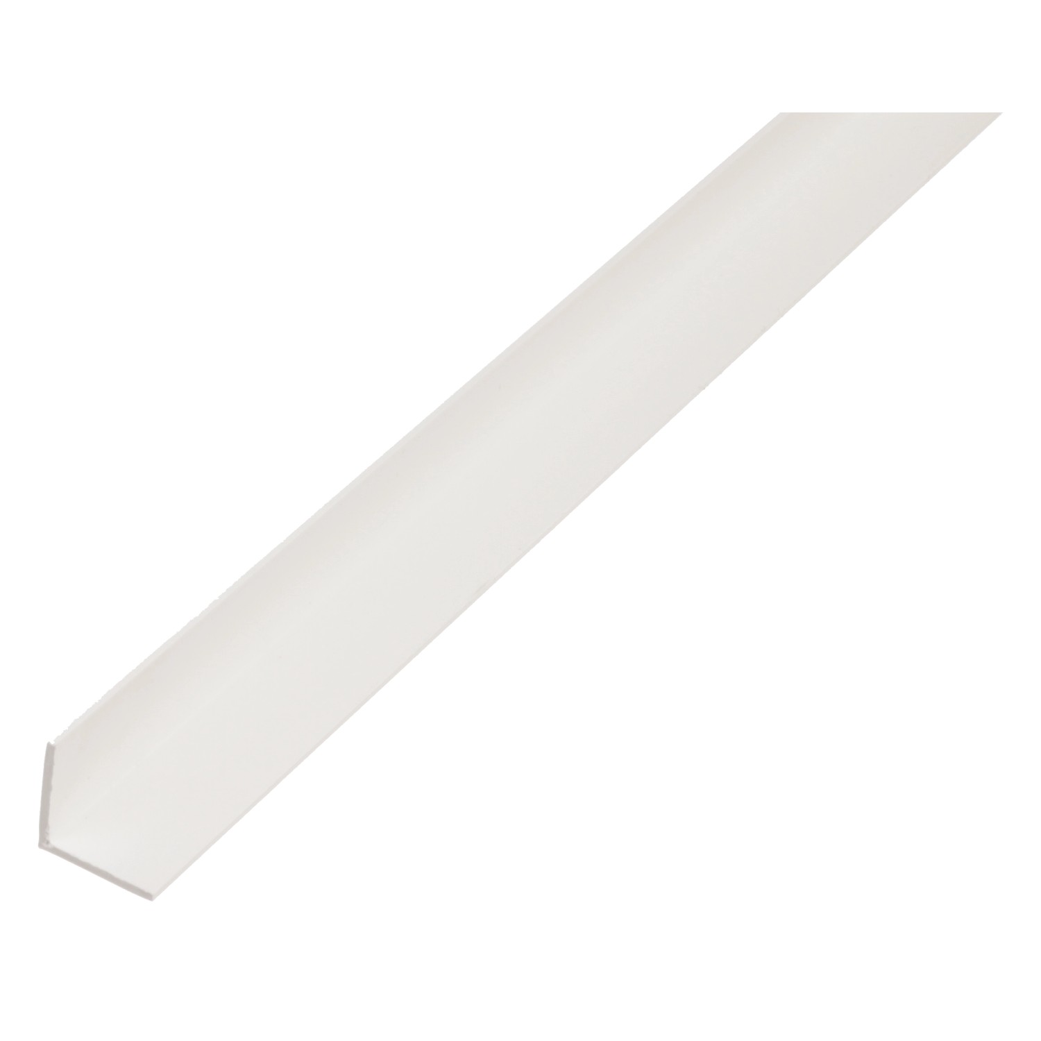 Úhlový profil s nerovnými nohami, plastový, 15 mm x 25 mm x 1000 mm, bílý
