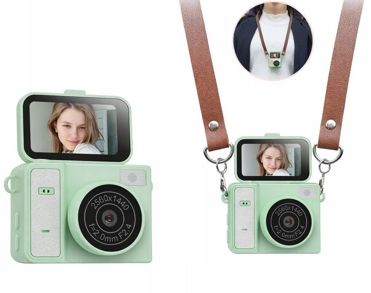 Xrec Mini Camera Retro Video 2k Digitální Fotoaparát Přívěsek Klíčenka Otočný Obrazovka / Xrec X7 / Zelená