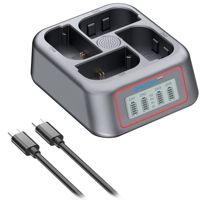 PATONA nabíječka 4-port pro Foto Canon LP-E6/LP-E6N/LP-E6P/LP-E6NH, Power delivery, USB-C