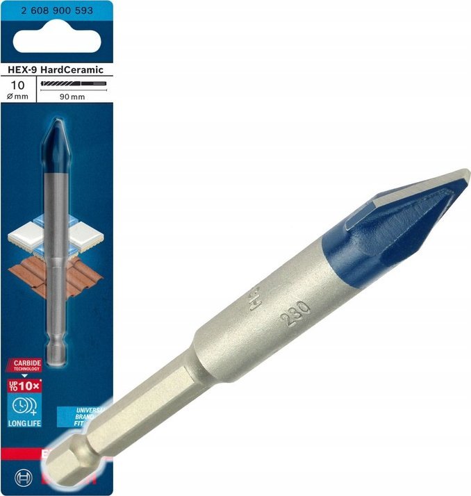Bosch EXPERT HEX-9 HardCeramic Bits, 10x90mm
