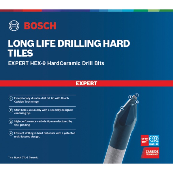 Bosch EXPERT HEX-9 HardCeramic Bits, 12x90mm