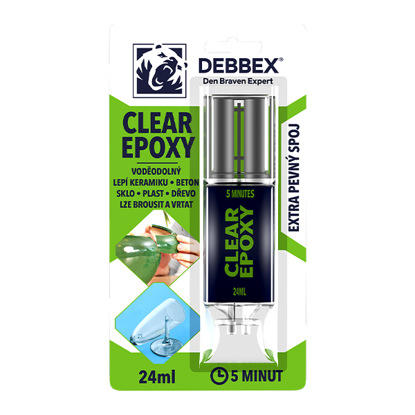 Lepidlo epoxy dvojzložkové transparent 24 ml striekačka DEBB