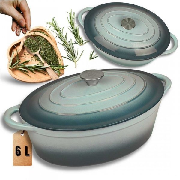 Atusa Litinový smaltovaný pekáč , barva mátová, 6 l