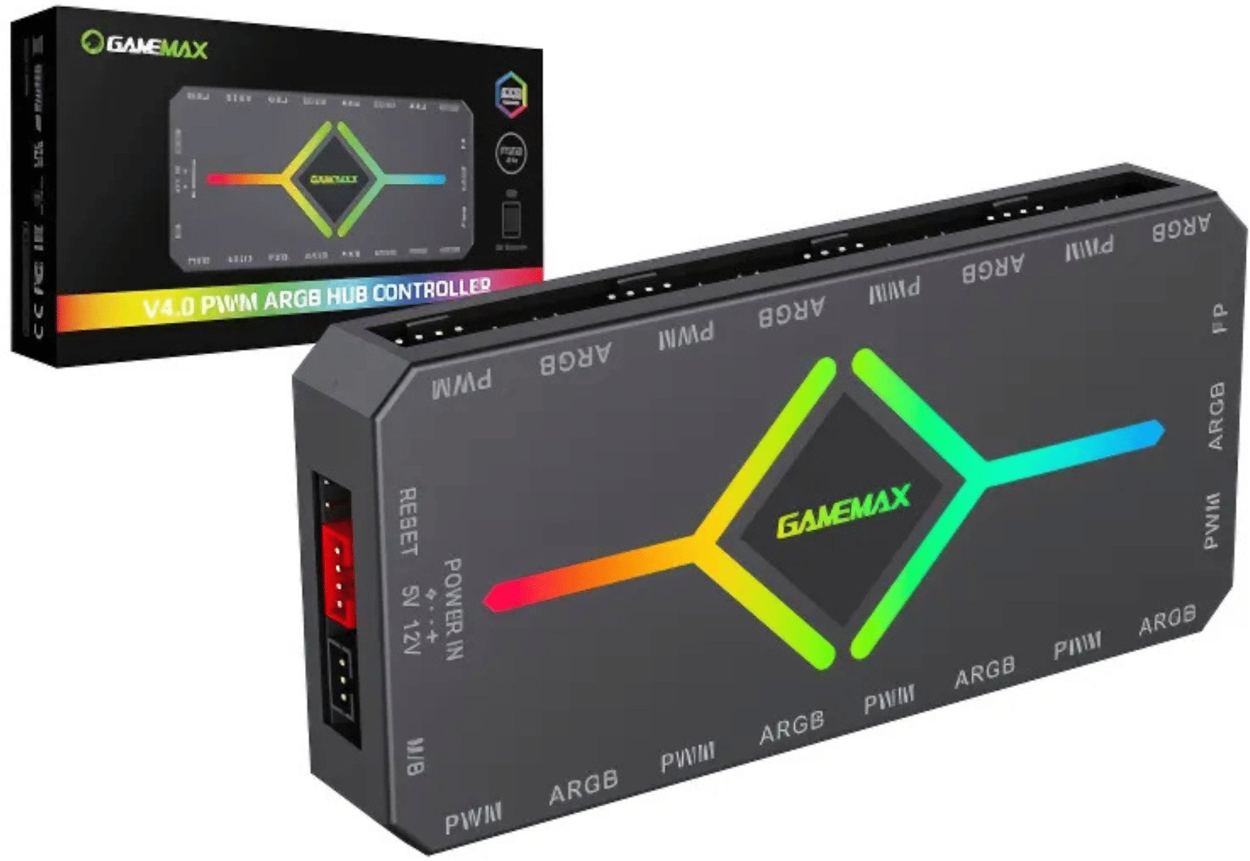 GameMax Gamemax | Dálkové ovládání | V4.0 ARGB PWM HUB ČERNÁ | Černá | Gamemax