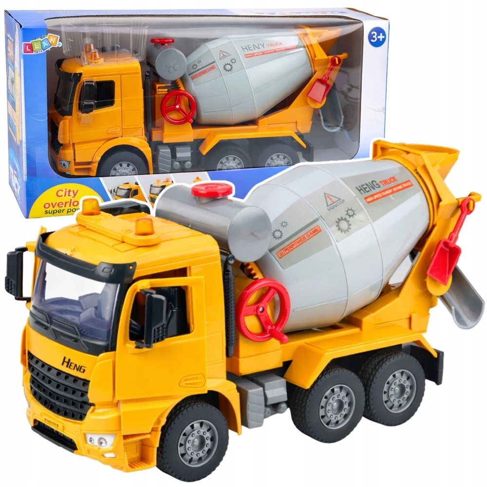 LeanToys Stavební vůz Míchačka na beton Rotující buben Světla a zvuky
