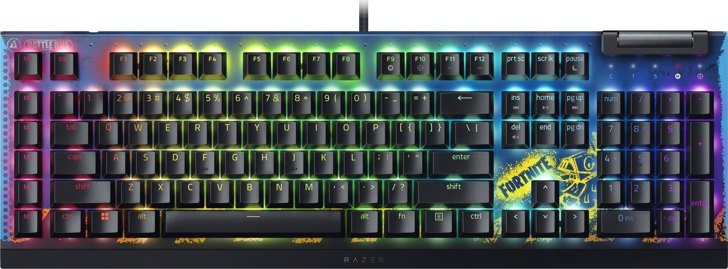 Razer BlackWidow V4 X - Fortnite Edition klávesnice Hraní USB Americká angličtina Černá