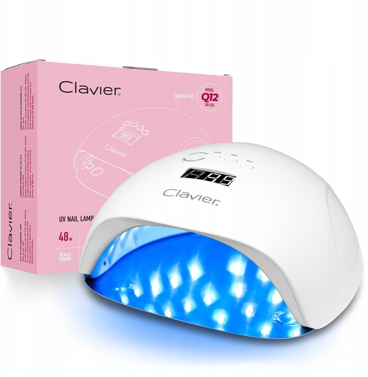 Realac CLAVIER_Q12 UV lampa na nehty Speciální duální LED lampa na nehty 48W se zrcadlové spodní částí