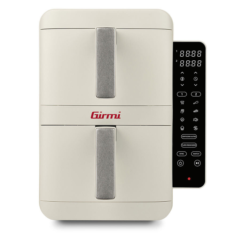 Fritéza Girmi, FG4101 ECOFRIT Dual, horkovzdušná, kapacita 9 l (4,5 l + 4,5 l), nastavitelná teplota, časovač, 9 přednastavených programů, digitální displej, 2400 W