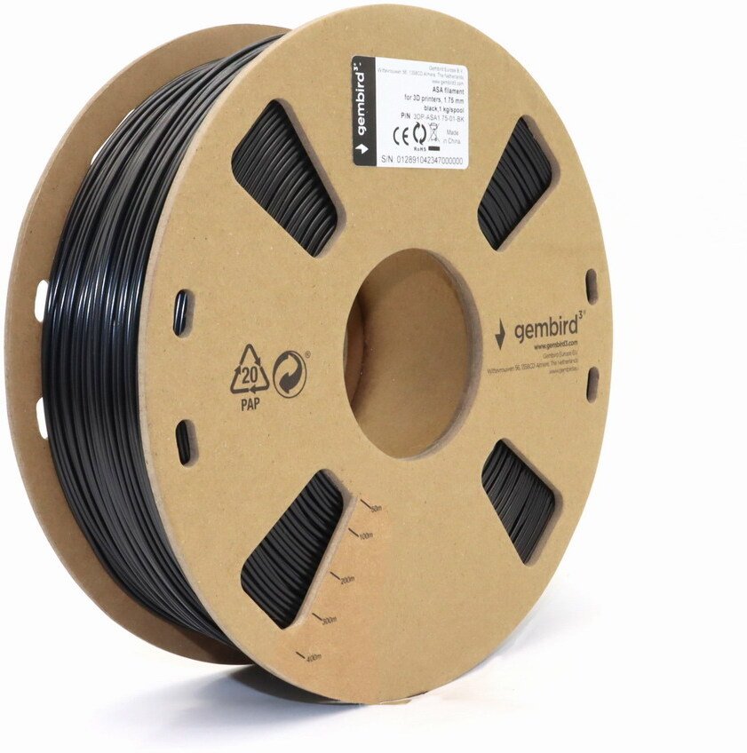 Gembird GEMBIRD Filament ASA černý 1,75mm 1kg