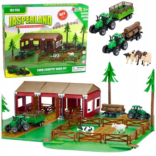 LeanToys Figurky Farma Sada Zemědělské traktory Zvířata 102 dílků.