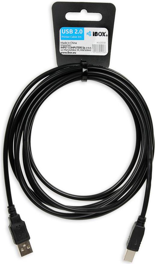iBox IKU2D USB cable 3 m USB 2.0 USB A USB B Black