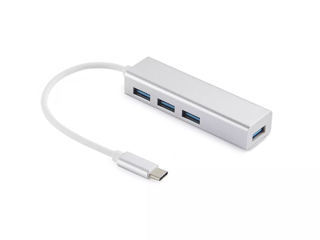 Sandberg HUB, USB-C -> 4x USB 3.0, stříbrná