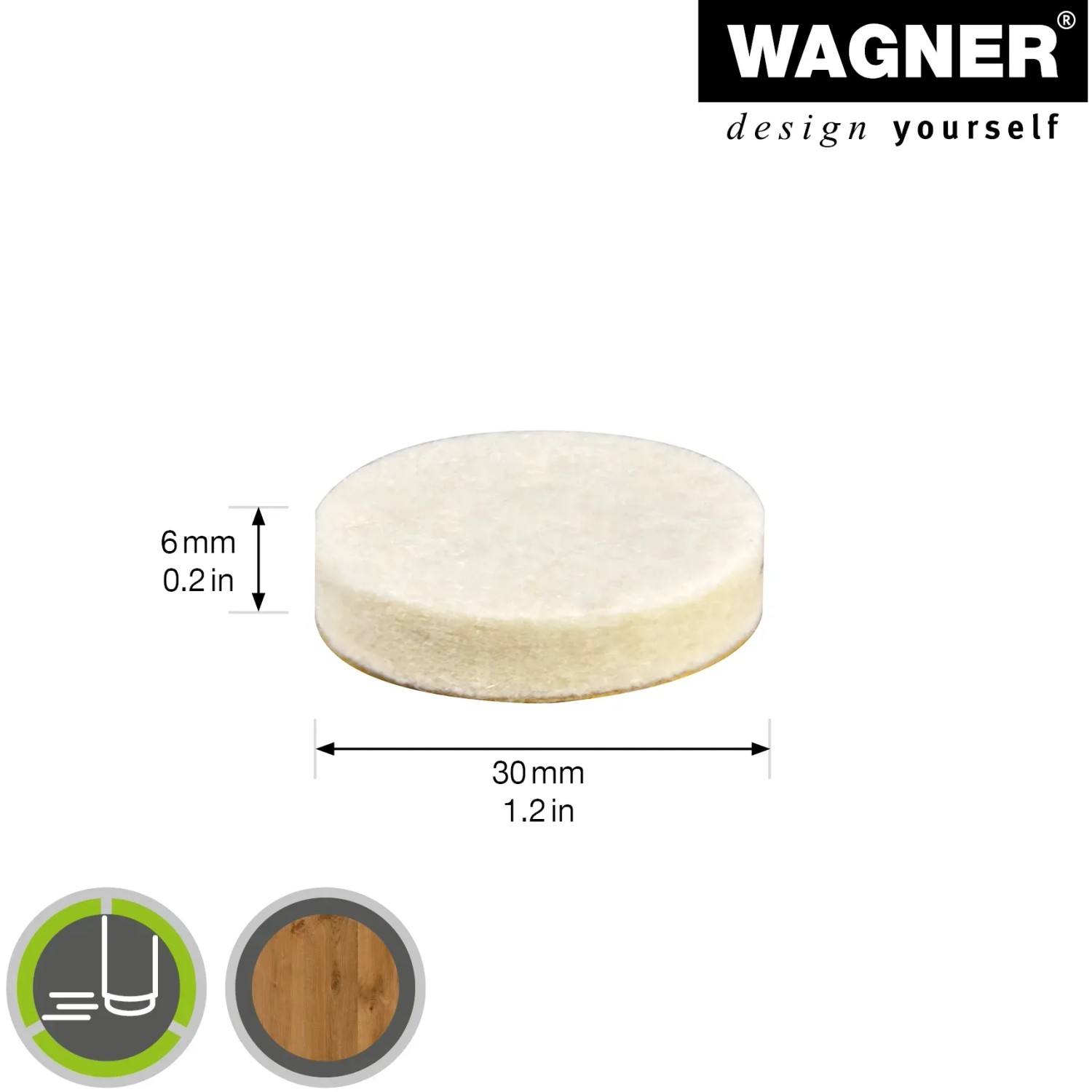 Wagner Felt měkká samolepicí bílá O 30 mm x 60 mm 8 kusů