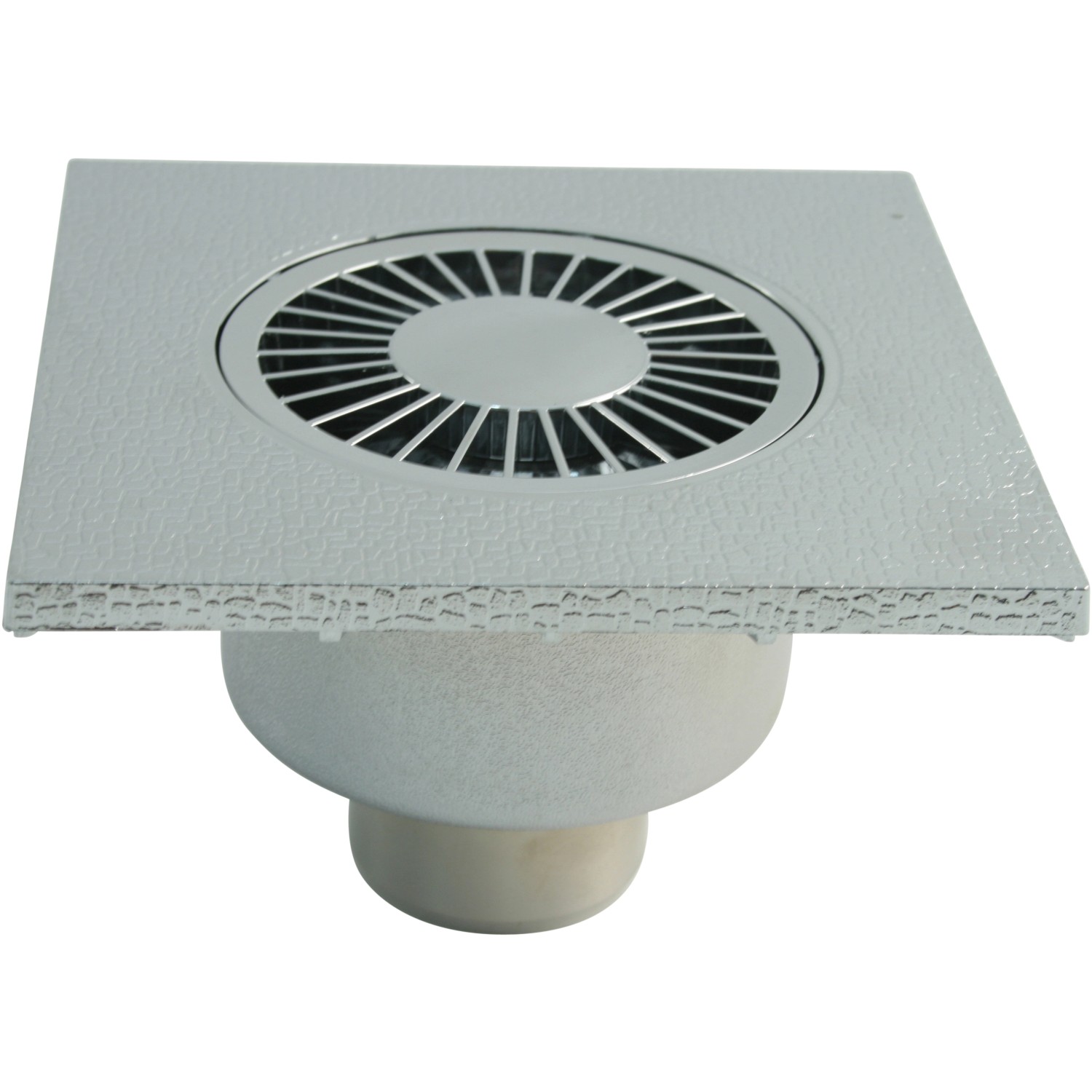 Vertikální koupelnový odtok Marley ABS DN 50 chromovaný 150 mm x 150 mm