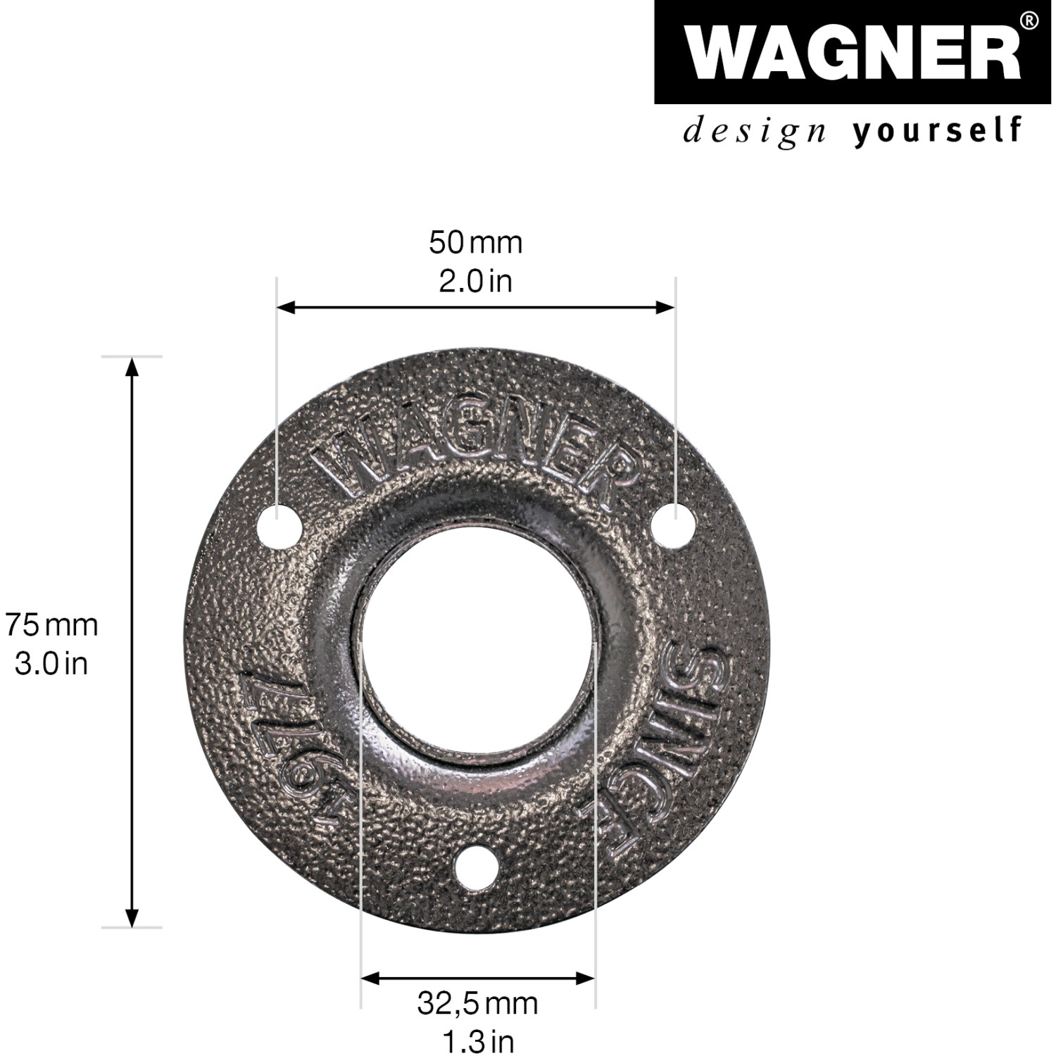 Nábytková noha Wagner, průmyslová trubka, průměr 32,5 mm, délka 400 mm, černá