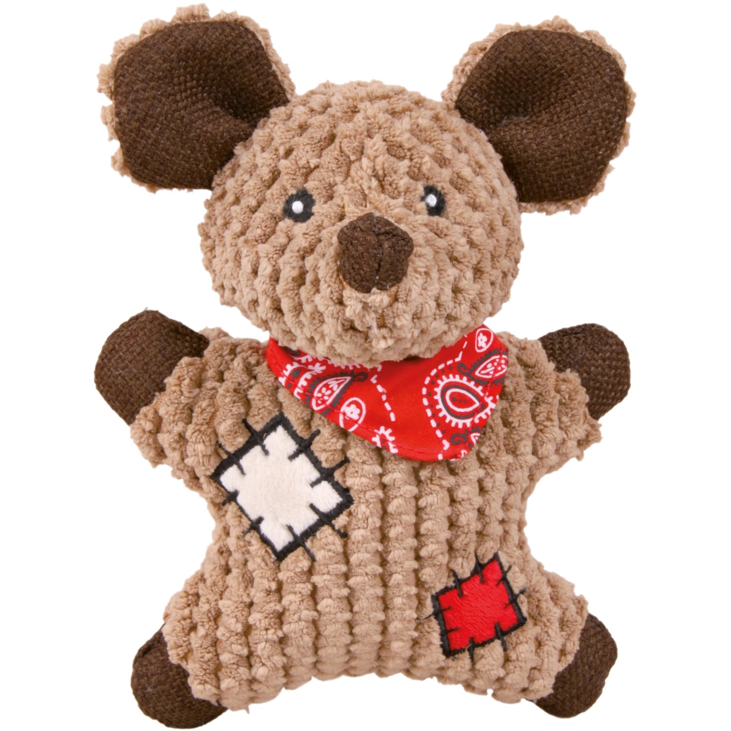 Jollypaw Myška s nášivkami, látka-juta, 19 cm