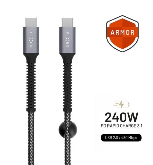 Fixed kabel USB-C/C 2m FIXDA-CC2-GR