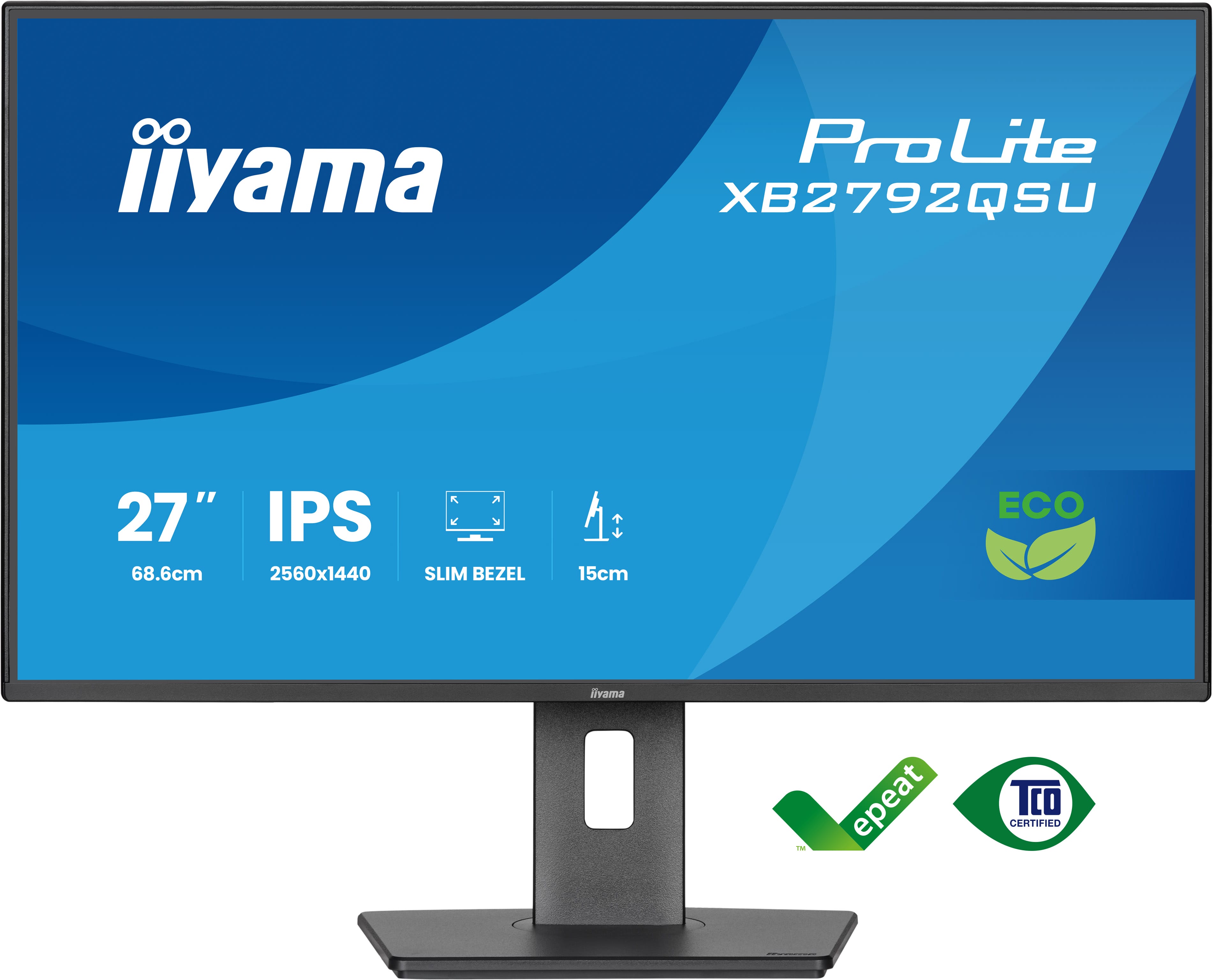 iiyama ProLite XB2792QSU-B1 - LED monitor - 27  - 2560 x 1440 QHD @ 120 Hz - IPS - 350 cd/m? - 1500:1 - 3 ms - HDMI, DisplayPort - reproduktory - cerná, matná