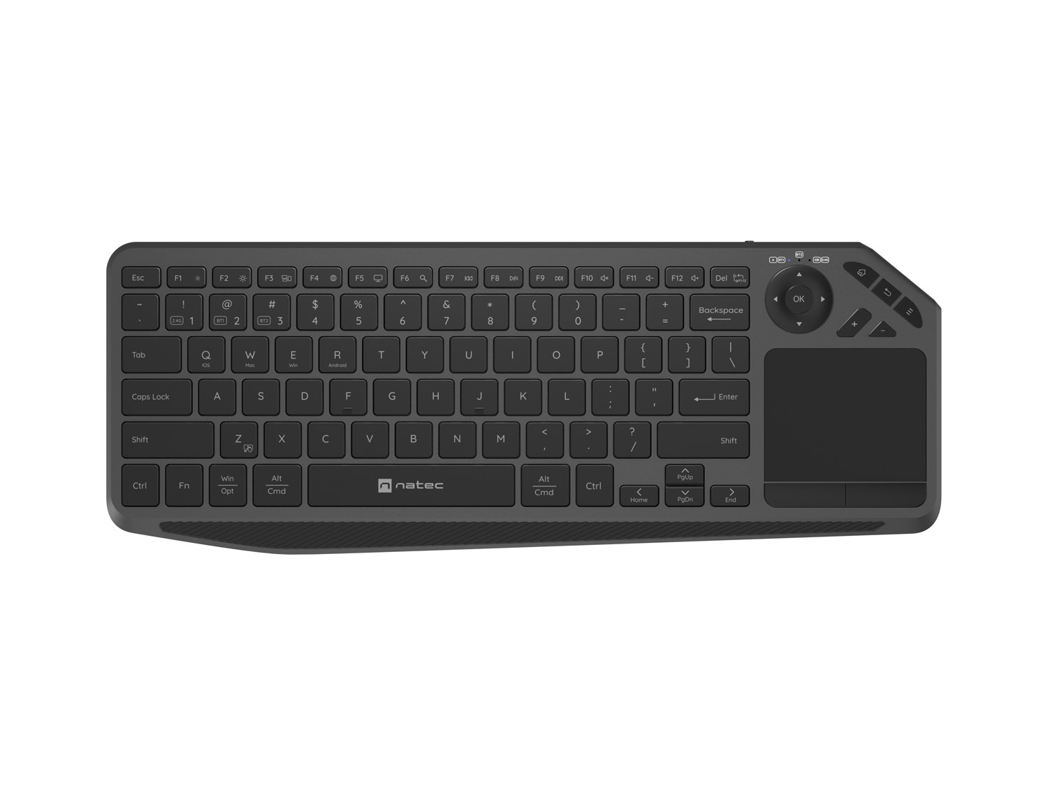 Natec Bezdrátová klávesnice TURBOT 2 US s Bluetooth+ 2,4 GHz pro chytré televizory X-SCISSORS s tenkým touchpadem