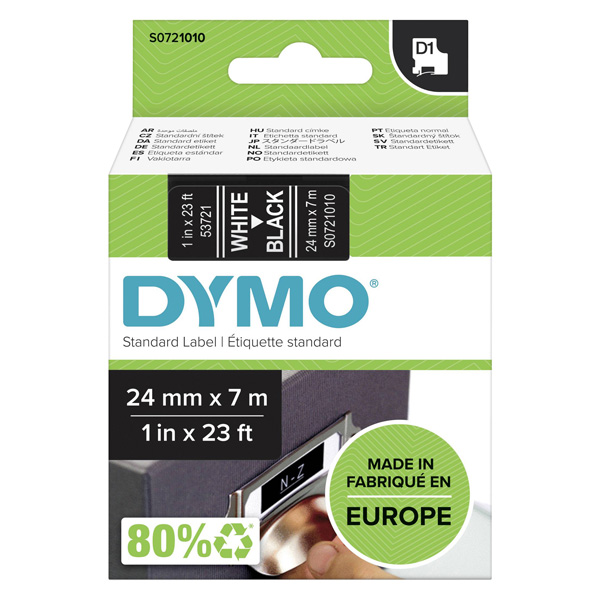 Dymo D1 Label  24 mm x 7 m white to black