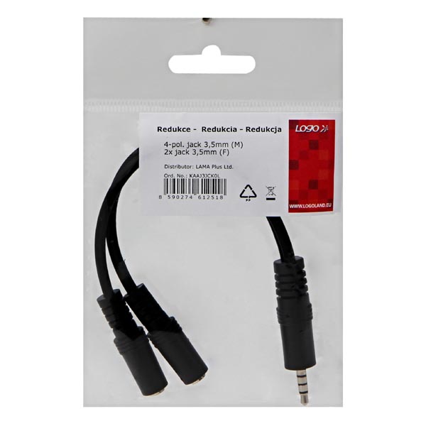 Kábel Jack 3.5mm - Jack 3.5mm x2 0.2m czarny