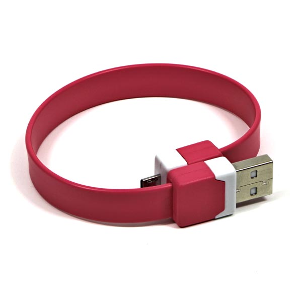 USB kábel Logo microUSB pútko na zápästie, ružové