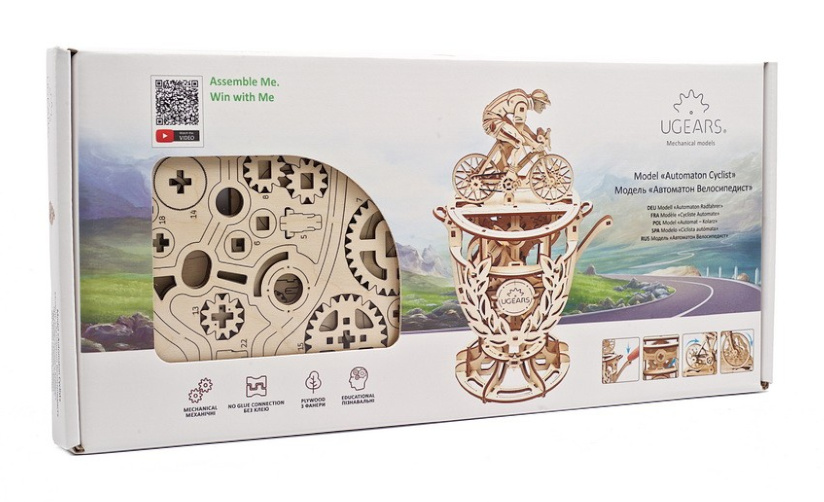 Hračka Ugears 3D dřevěné mechanické puzzle Samohybný cyklista