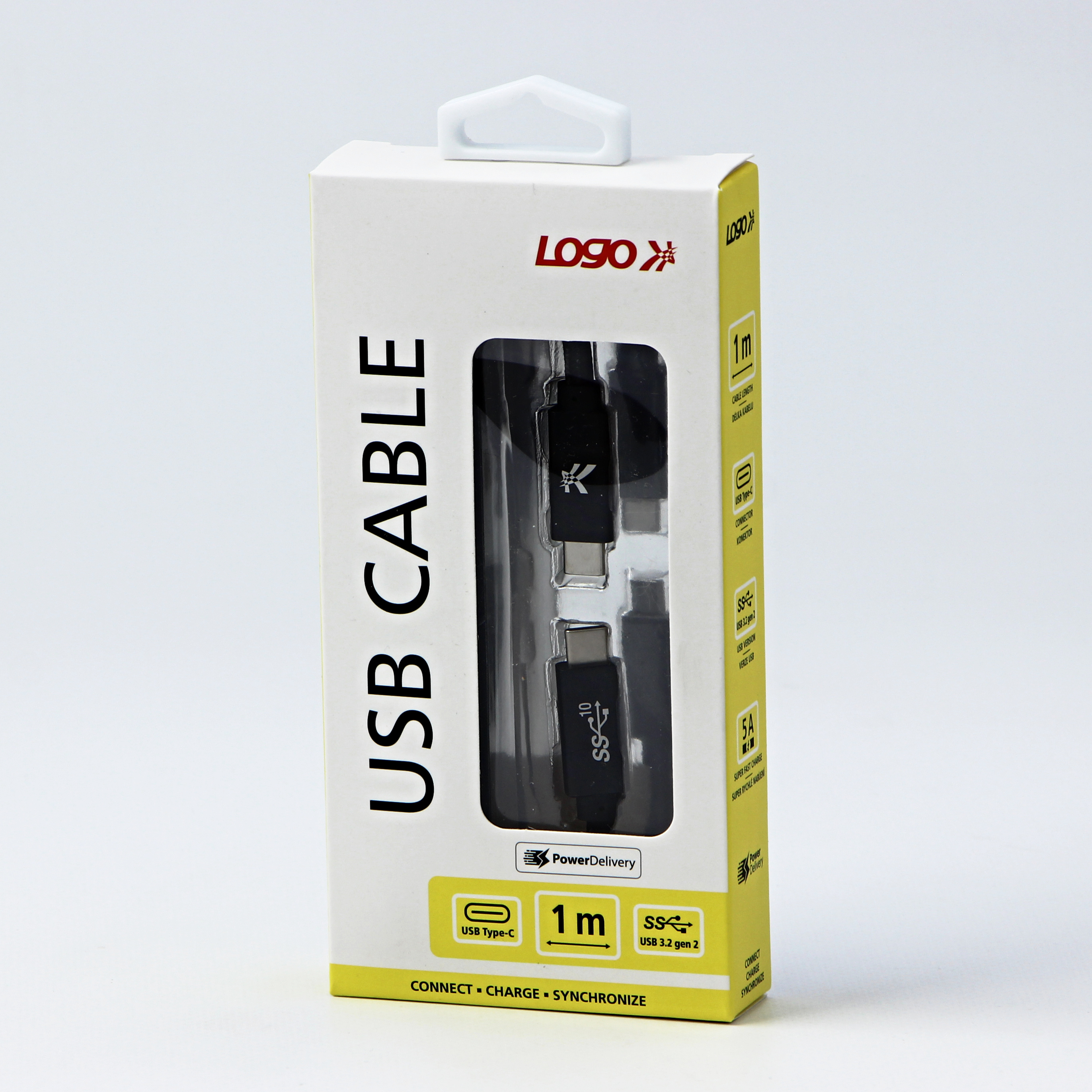 Kábel USB Logo USB-C - USB-C 1 m Czarny