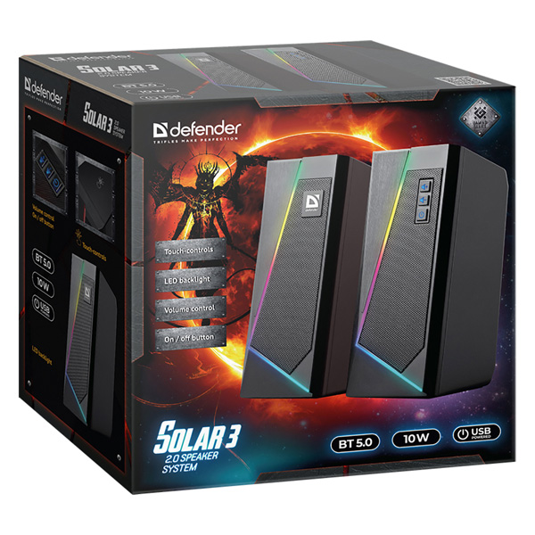 Reproduktorový reproduktor Slunce 3 2.0 10 W Bluetooth USB RGB podsvícení