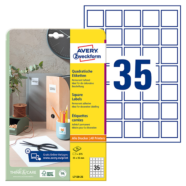 Avery Zweckform LABEL ZF 7120 35X35 PRO KÓDY/875 LABEL - L7120-25