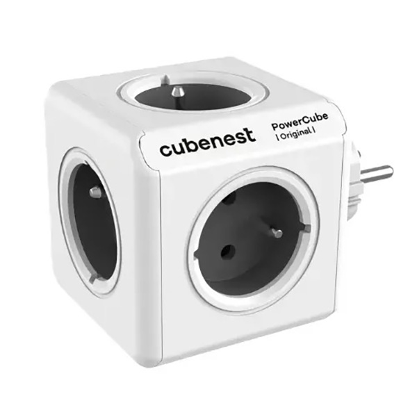 Cubenest Powercube Original,  5× zásuvka, bílá/šedá, dětská pojistka, uzemnění, max. 16A/250V~3680W/50-60Hz