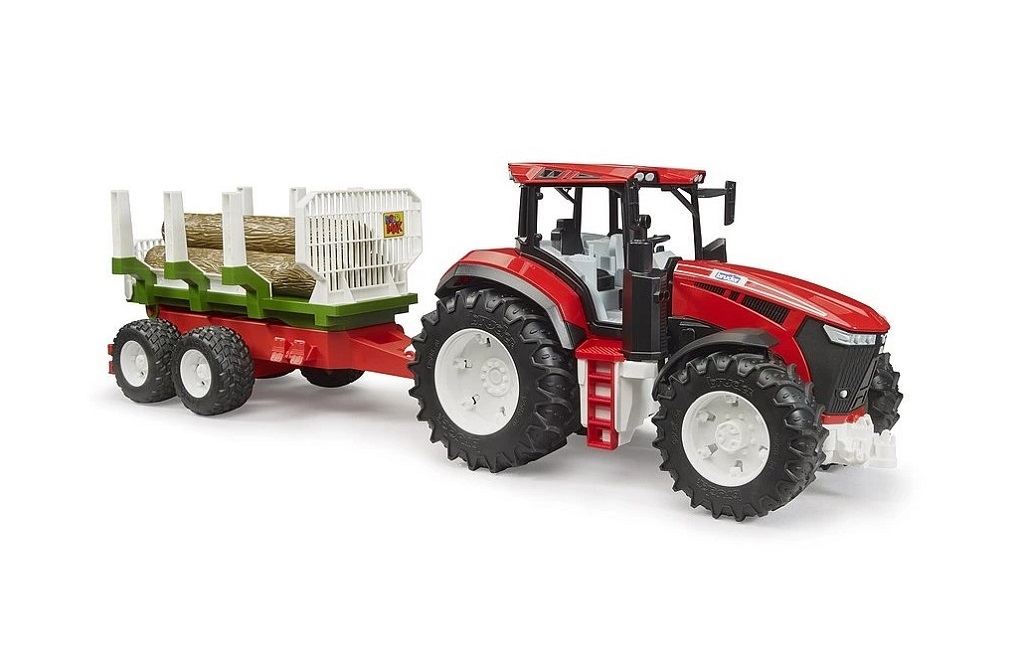 BRUDER 3453 ROADMAX Traktor s přívěsem a 3 klády