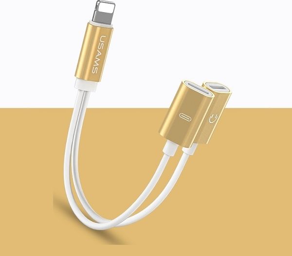 Usams US-SJ160 Lightning USB adaptér - Lightning x2 Gold (SJ1602L02)