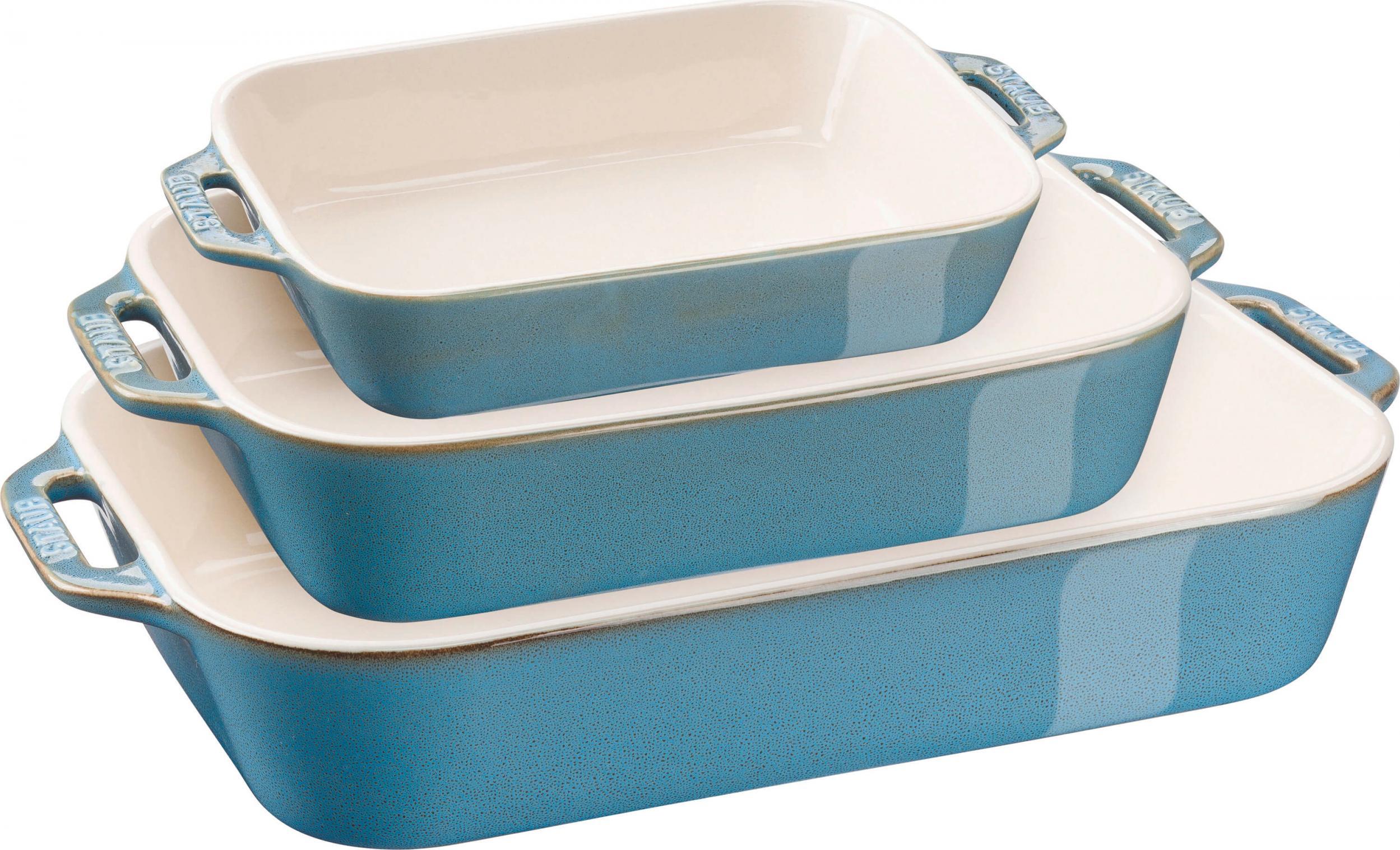 Staub Ofenformenset 3-tlg. Keramik, rechteckig,Antik-Türkis