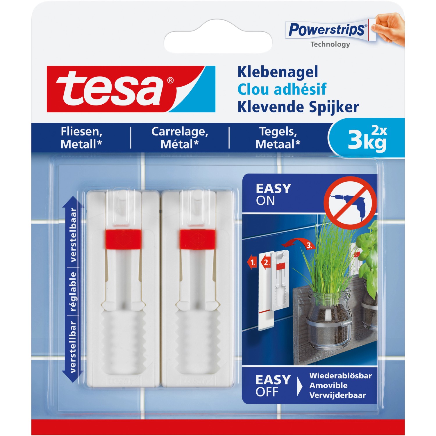 1x2 Tesa nastavitelne lepiace klince pre obklady a kov 3kg
