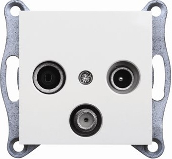 Hager LUMINA2 RTV-SAT anténní zásuvka, průchozí, bílá - WL3120