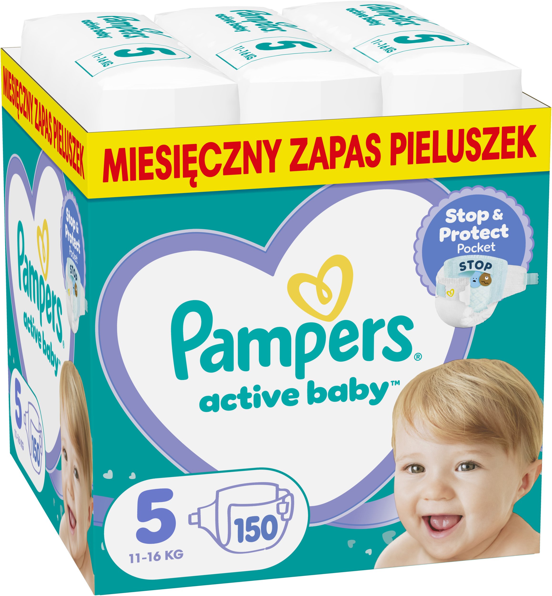 Pampers Active Baby Plenky Velikost 5, 11 kg-16 kg, 150 ks