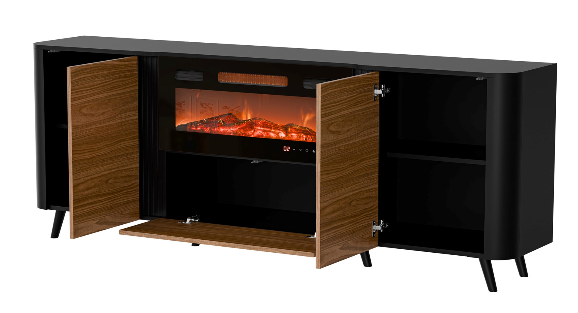 Cama Komoda Volare 200 x 39 x 75 cm černá/ořech + krb
