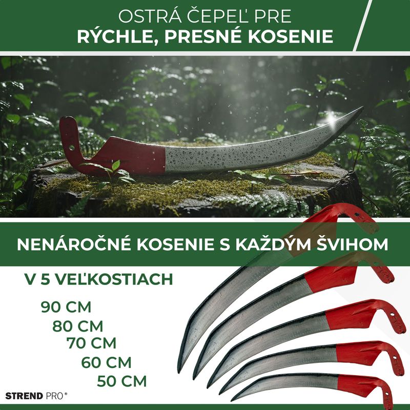 Kosa EURO 60 cm, kovaná + kovové kosisko, na trávu
