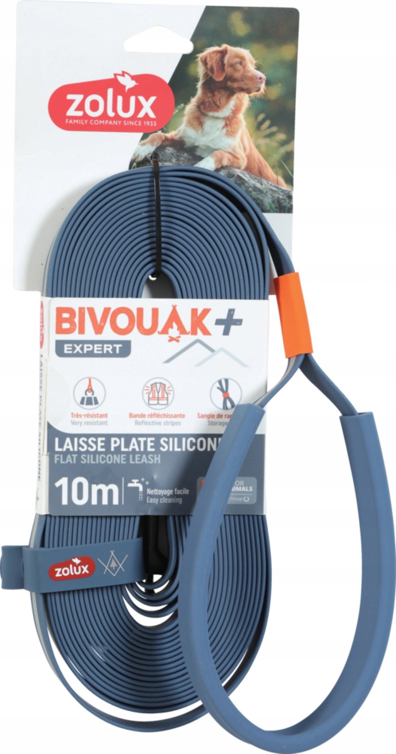 Zolux ZOLUX BIVOUAK silikonové ploché vodítko pro psy modré 10m