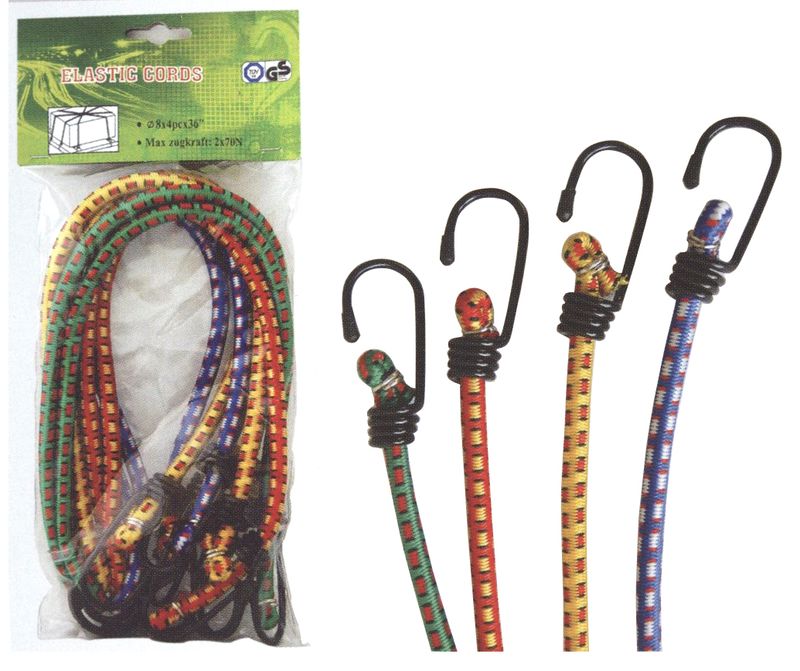 Strend Pro LB345 upínací guma, 8 mm, 4x 100 cm, s ocelovými háčky, nos. 7 kg