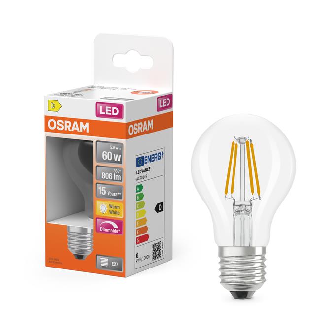 LEMP LED FIL A60 5,9W E27 827 806LMDIM
