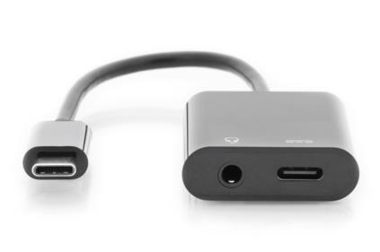 Digitus Rozbočovací kabel USB typu C, typ C - 3,5 mm + typ C M/F/F, 0,2 m, Gen2, 5A, 10 GB, Vers. 3,1, CE, bl