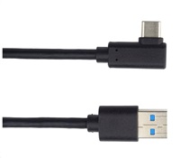 Kabel USB typ C/M - USB 3.0 A/M zahnutý konektor 90°, 2 m