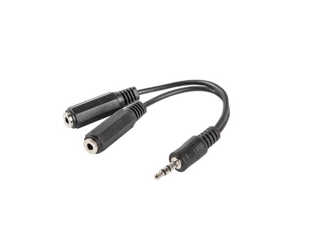 Adapter Jack (M) -> Jack (F)x2 10cm czarny