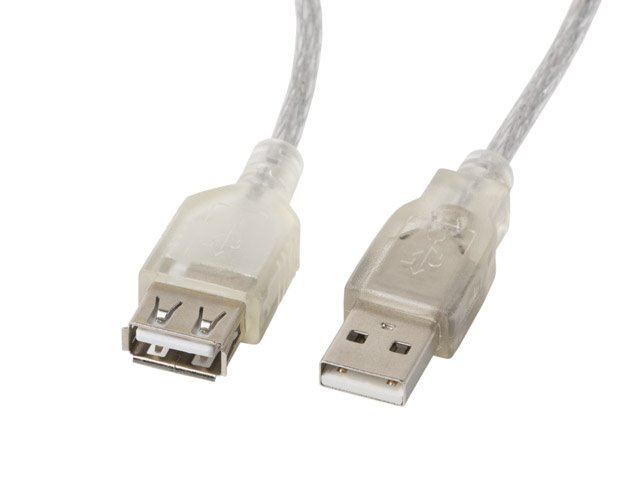 Lanberg CA-USBE-12CC-0018-TR USB-A M/F 2.0, 1,8 m LANBERG USB-A M/F 2.0 kábel 1,8 m, transparentný