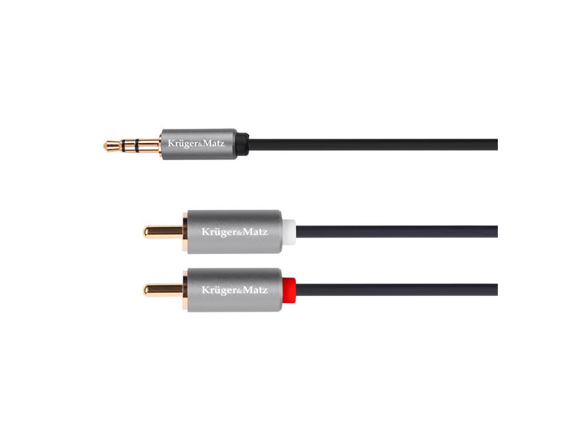 Kabel Kruger&Matz Jack 3.5mm - RCA (Cinch) x2 1.8m srebrny (5070)